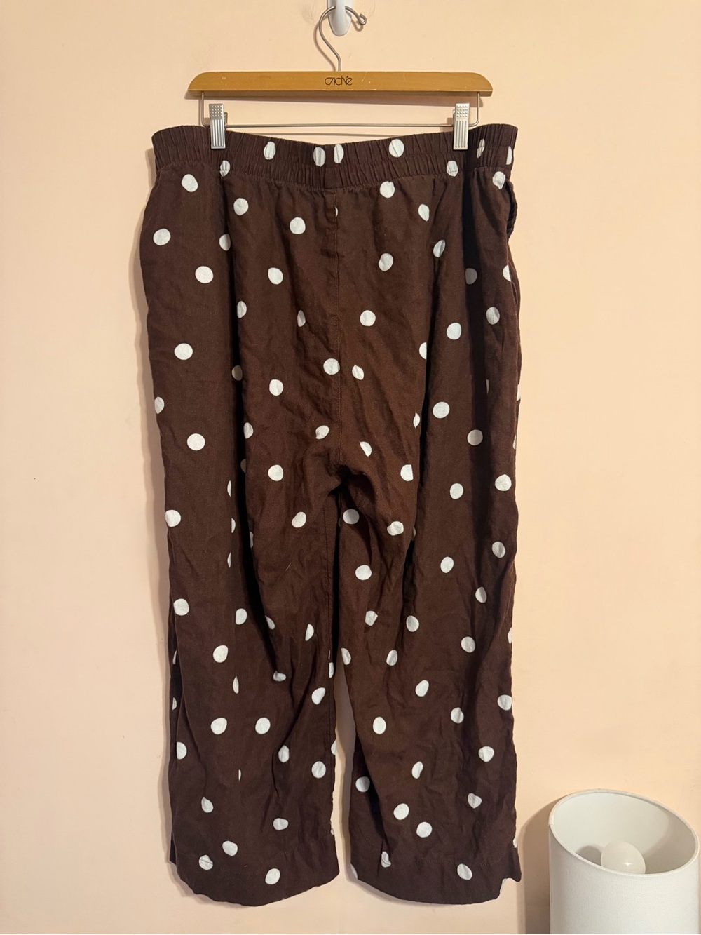 Brown Polka Dot Linen Pants - Picture 6 of 9